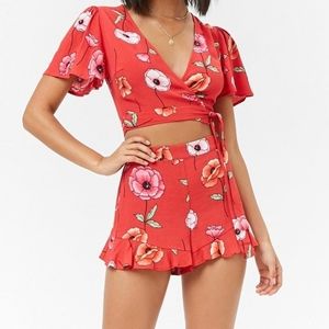 NWT Forever 21 Poppy Print Flutter Shorts